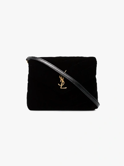 Shop Saint Laurent Black Small Loulou Quilted Shoulder Bag