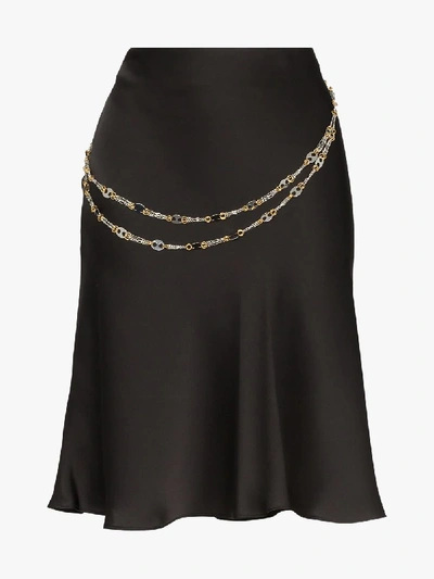 Shop Paco Rabanne Chain Belt Flared Skirt In Black