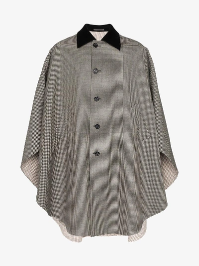 Shop Gucci Micro Check Long Wool Cape In Neutrals