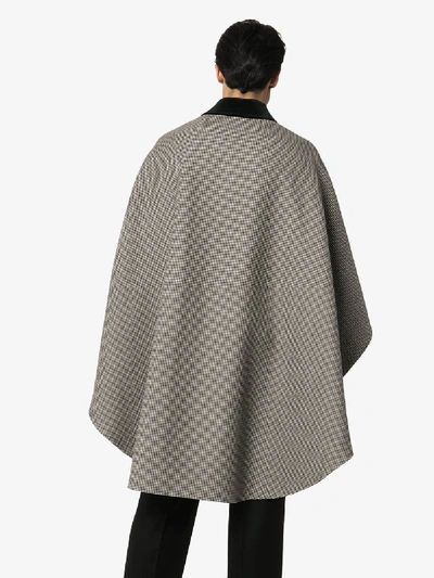 Shop Gucci Micro Check Long Wool Cape In Neutrals