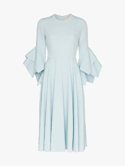 Shop Roksanda Ayres Crepe De Chine Midi Dress In Blue