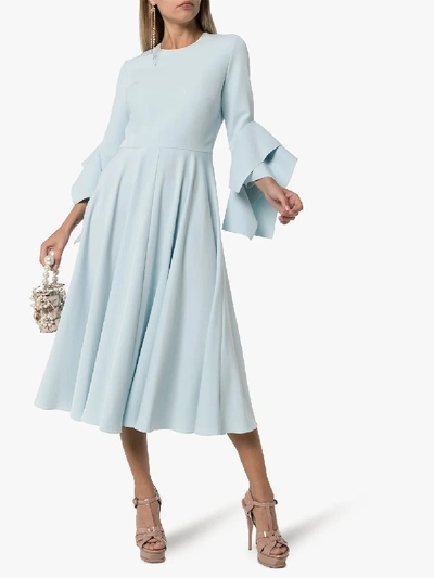 Shop Roksanda Ayres Crepe De Chine Midi Dress In Blue