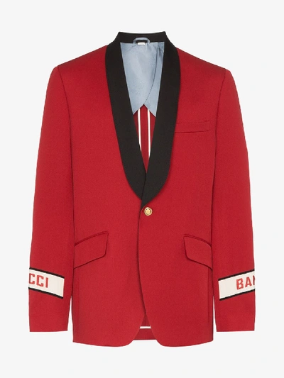 Shop Gucci Band Shawl Lapel Blazer In Red