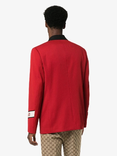 Shop Gucci Band Shawl Lapel Blazer In Red