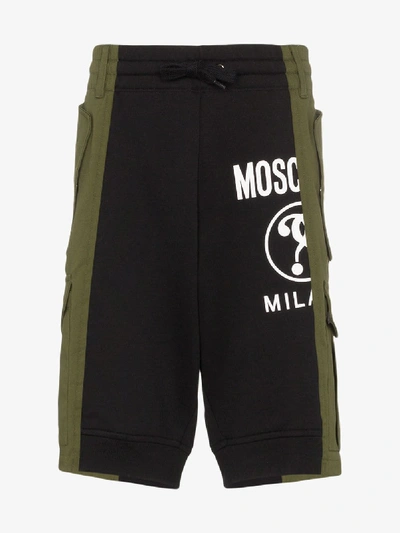 Shop Moschino Logo Print Hybrid Shorts In Green