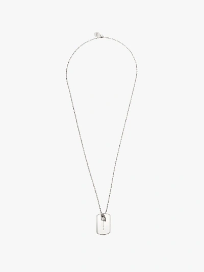 Shop Alexander Mcqueen Silver Tone Identity Tag Necklace In Black