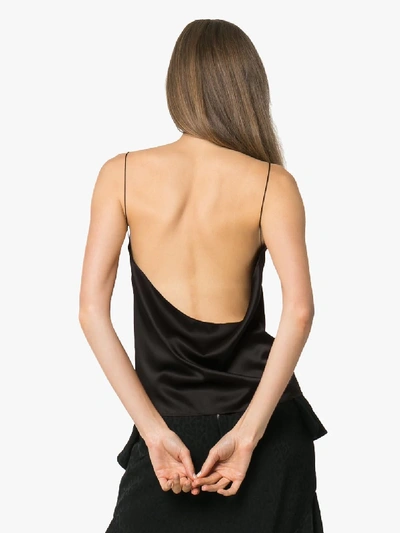 Shop Alexandre Vauthier Square Neck Spaghetti Strap Silk  Vest In Black