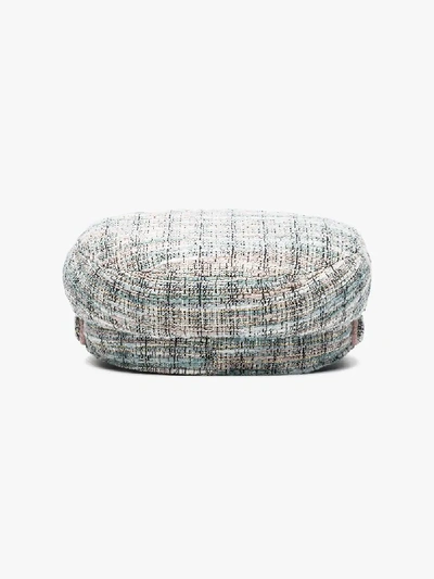 Shop Maison Michel Multicoloured Abby Tweed Baker Boy Hat
