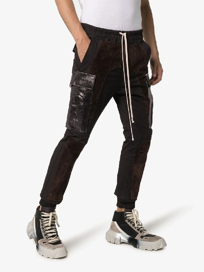 Shop Rick Owens Dual Texture Slim Sweatpants In Black