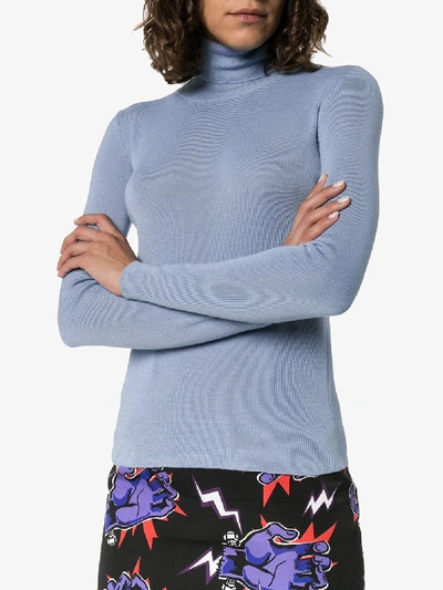 Shop Prada Gestrickter Rollkragenpullover In Blue