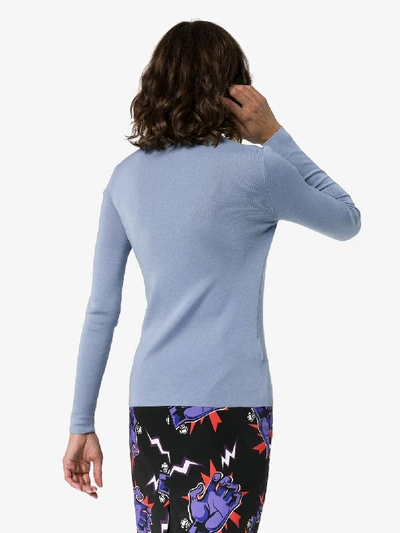 Shop Prada Gestrickter Rollkragenpullover In Blue