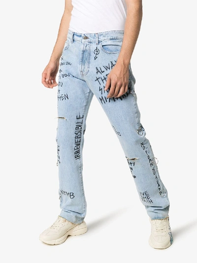 Shop Faith Connexion Graffiti Print Jeans In Blue