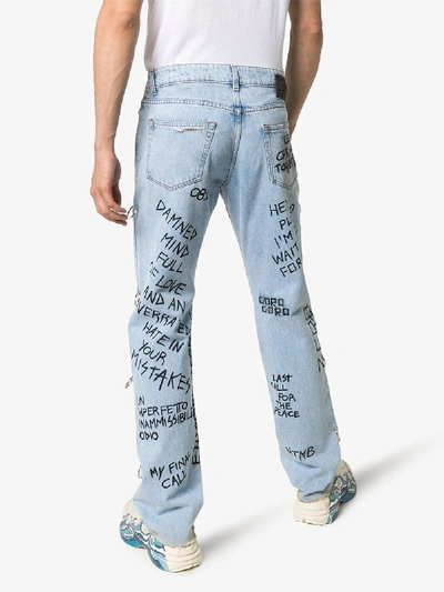 Shop Faith Connexion Graffiti Print Jeans In Blue