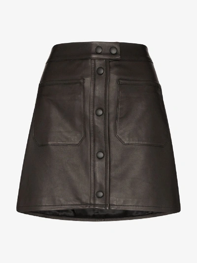 Louis Vuitton® Leather Apron Tab Mini Wrap Skirt Black. Size 42