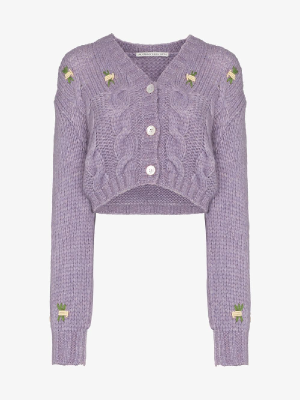 purple floral cardigan