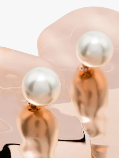 Shop Ambush White And Gold Tone Faux Pearl Earrings In Silver