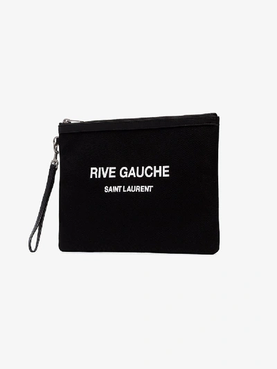 Shop Saint Laurent Black Rive Gauche Leather Clutch Bag