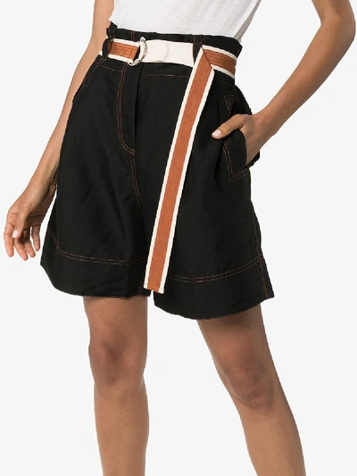 Shop 3x1 Lee Mathews Lucien Wide Leg Shorts In Black