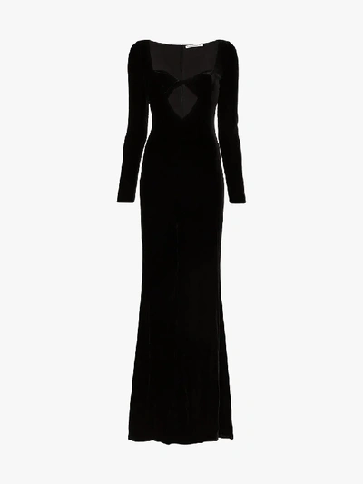 Shop Alessandra Rich Velvet Maxi Dress In Black