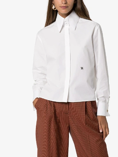 Shop Fendi Edwardian Collar Cotton Shirt In White