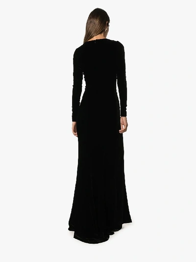 Shop Alessandra Rich Velvet Maxi Dress In Black