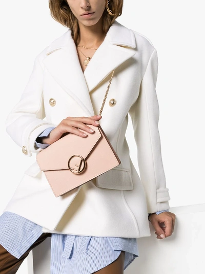 Shop Fendi Pink F Logo Leather Shoulder Bag