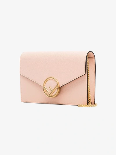 Shop Fendi Pink F Logo Leather Shoulder Bag