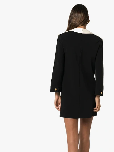 Shop Gucci Button-embellished Shift Mini Dress In Black