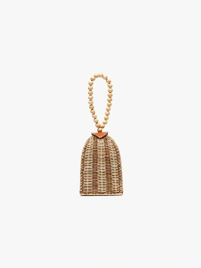 Shop Ulla Johnson Beige Raya Woven Bracelet Bag In Neutrals