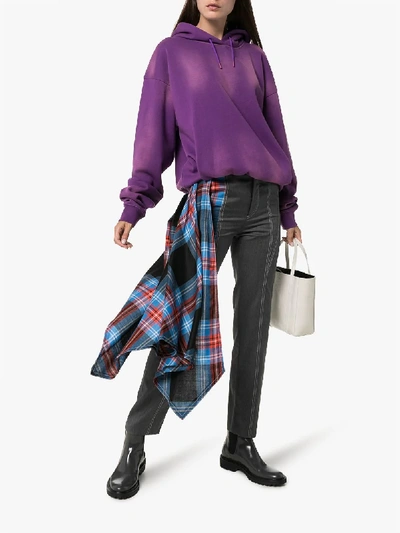 Shop Martine Rose Sunbleached Effect Hoodie In Purple