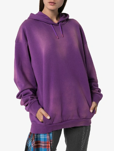 Shop Martine Rose Sunbleached Effect Hoodie In Purple