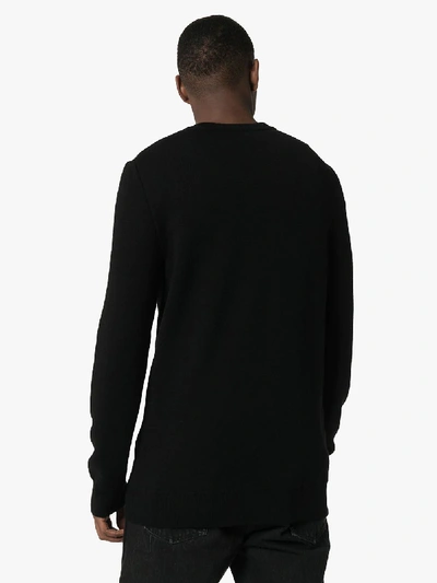 Shop Balmain Logo Intarsia Sweater In Black