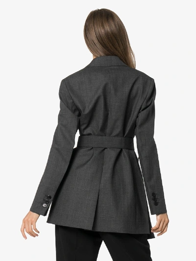 Shop Prada Blazer Mit Gürtel In Grey