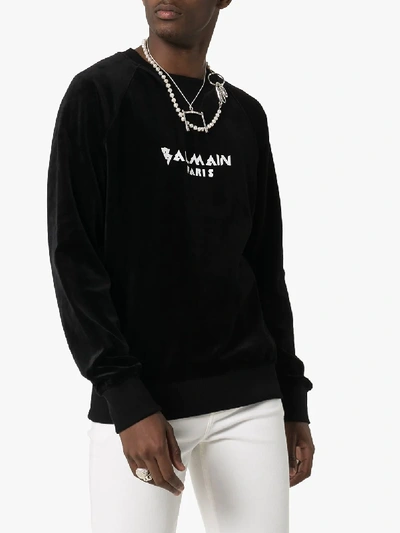 Shop Balmain Paris Logo Sweater In Black