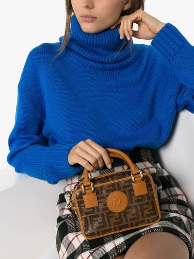 Shop Fendi Brown Mini Boston Ff Box Bag