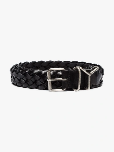 Shop Y/project Black Braided Logo Detail Leather Belt