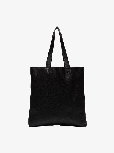 Shop Gucci Logo Tote Leather Bag In Black