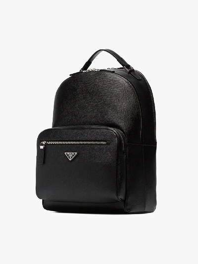 Shop Prada Black Saffiano Leather Backpack