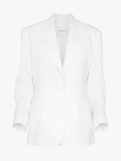 Shop Pushbutton Shirred Single-breasted Blazer In White