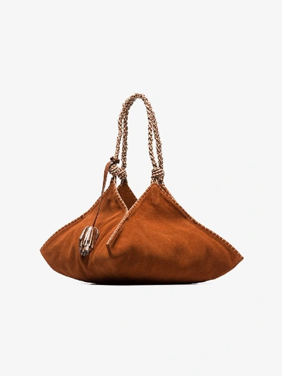 Shop Ulla Johnson Brown Behati Origami Shoulder Bag