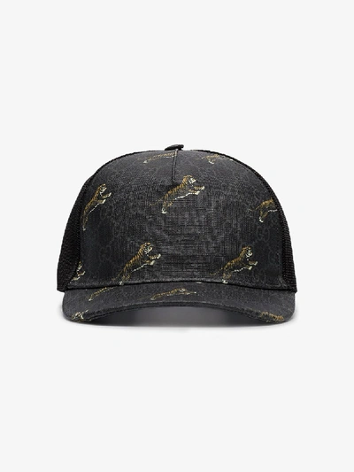 Shop Gucci Tiger-print Baseball Cap In Black