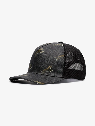 Shop Gucci Tiger-print Baseball Cap In Black