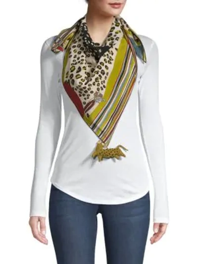 Shop Rumisu The Leopard Silk Scarf In Off White