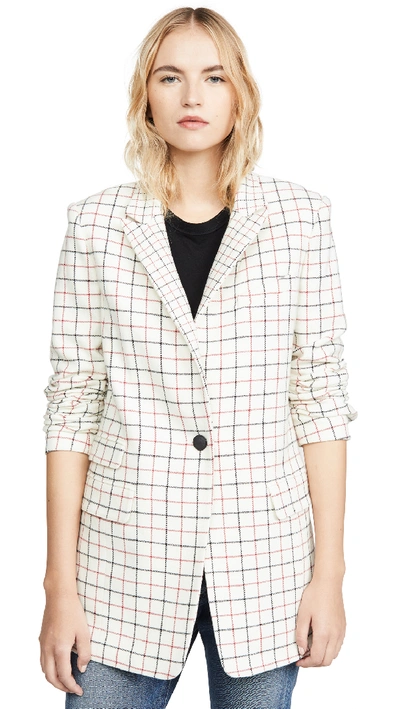 Rag & Bone Nova Single-button Check Wool Blazer In Ivory Check
