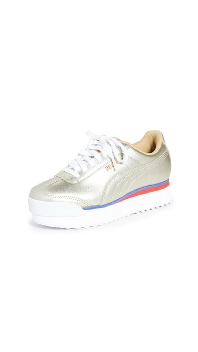 Shop Puma Roma Amor Mix Metals Sneakers In Team Gold/white/surf The Web