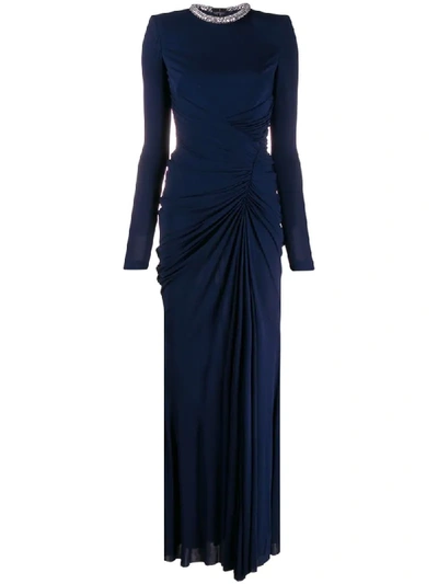 Shop Alexander Mcqueen Crystal Rope Evening Dress - Blue