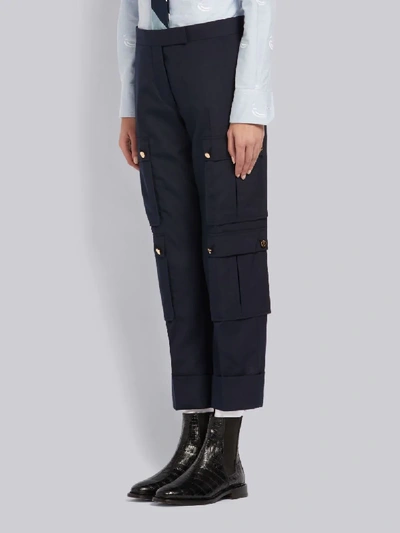 Shop Thom Browne Cropped Cargo Trousers In Blue