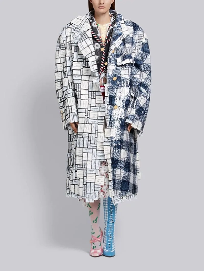 Shop Thom Browne Logo-tag Sequinned Chesterfield Coat In White
