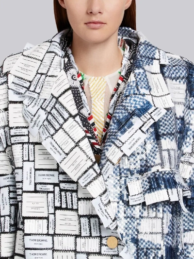 Shop Thom Browne Logo-tag Sequinned Chesterfield Coat In White