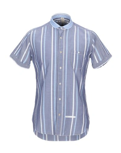 Shop Dnl Striped Shirt In Dark Blue
